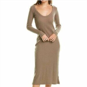 James Perse Long Sleeve Shirt Jersey Slip Knit Soft Dress Midi Size 3 WJEH6655CU